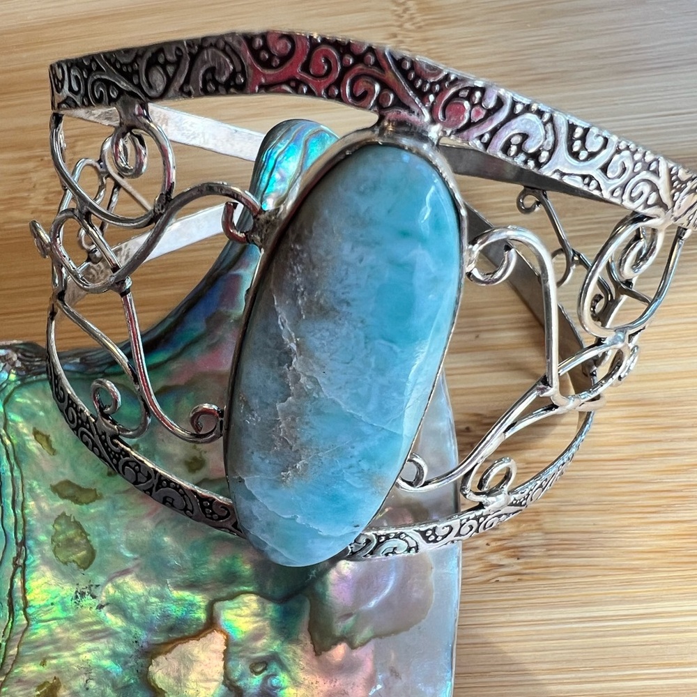 Larimar Silver Cuff Bracelet - Picture 6 of 6